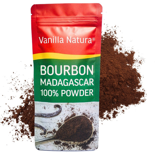 40g • Bourbon Vanillepulver aus Madagaskar 100% zerstoßene Schote • Vanillepulver Premiumqualität • Lange Haltbarkeit • Prestigeauswahl Vanilla Natura