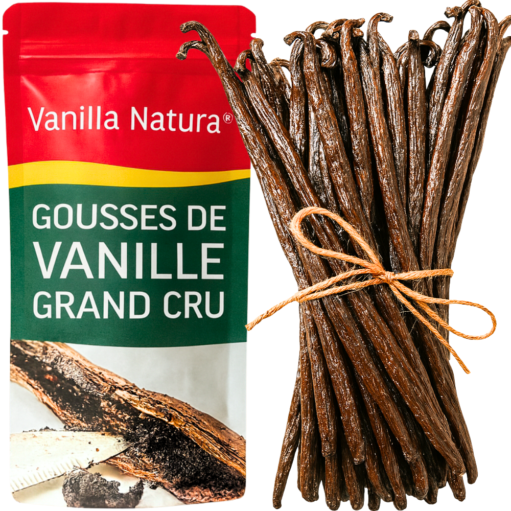 50 Vanilleschoten Grand Cru • Vanillen von Extra Gourmet Qualität • Weiche und Fleischige Schote • Ideal für Patisserie und Küche • Wiederverschließbarer Beutel - Lange Haltbarkeit • Prestige Auswahl Vanilla Natura