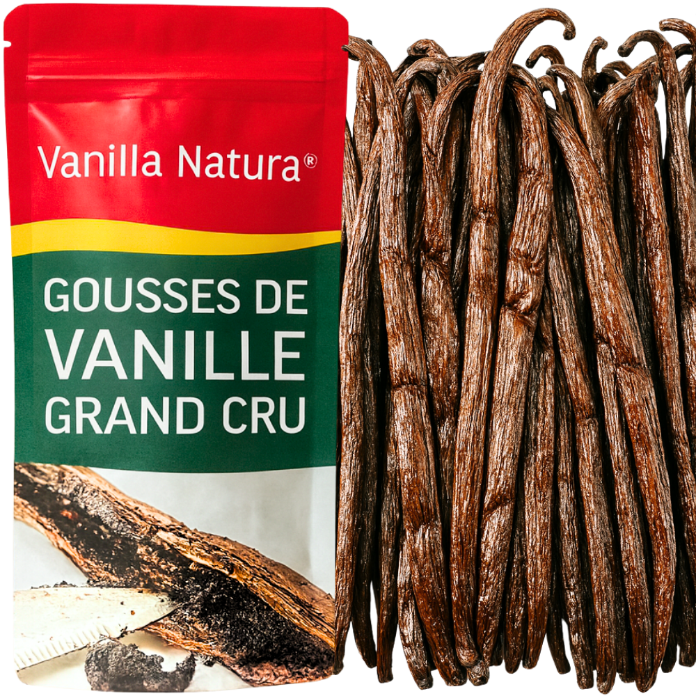 25 Vanilleschoten Grand Cru • Vanillen von Extra Gourmet Qualität • Weiche und Fleischige Schote • Ideal für Backwaren und Küche • Wiederverschließbarer Beutel - Langzeitlagerung • Prestigeauswahl Vanilla Natura