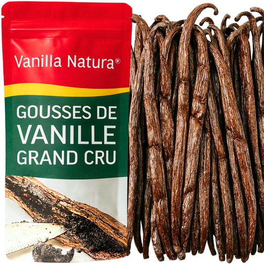 25 Vanilleschoten Grand Cru • Vanillen von Extra Gourmet Qualität • Weiche und Fleischige Schote • Ideal für Backwaren und Küche • Wiederverschließbarer Beutel - Langzeitlagerung • Prestigeauswahl Vanilla Natura